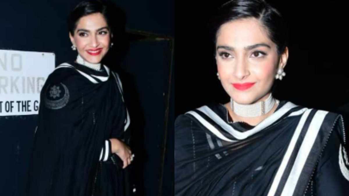 Sonam Kapoor Looks Breathtakingly Beautiful In Black Anarkali As She Attends Masaba Gupta’s Wedding Party!