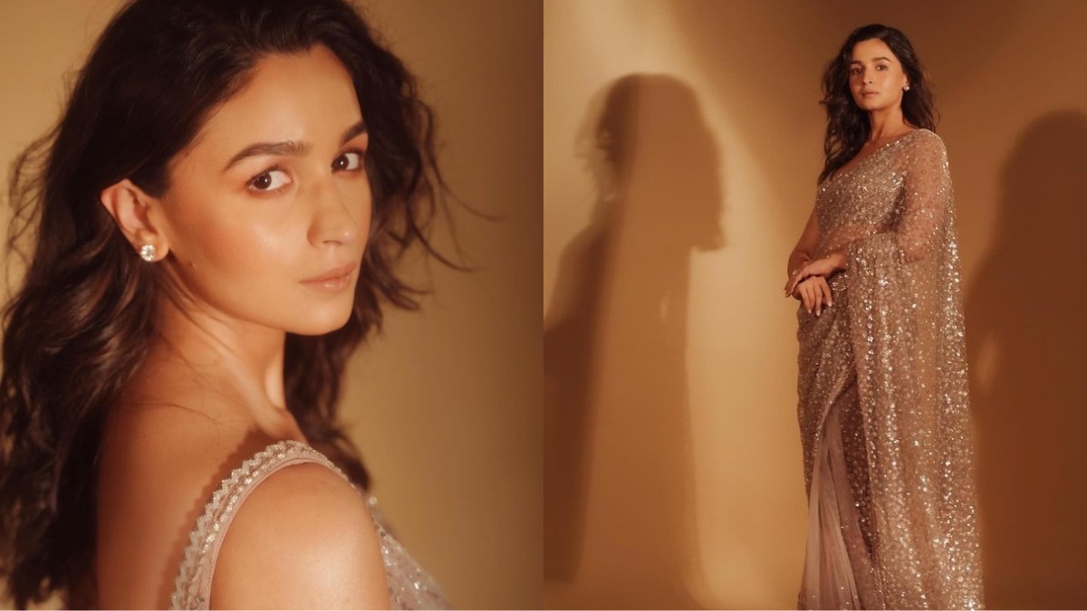 Style Edit: Alia Bhatt Is A Festive And Fashionable Feast For The Eyes In A Golden Embellished Shimmer Saree!