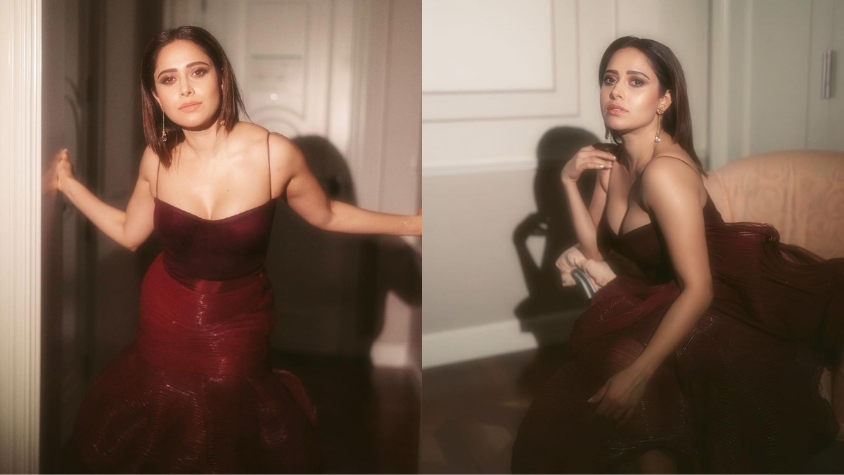 Style Check: Nushrratt Bharuccha Rocks An Ultra-Glam Look In A Maroon Mermaid Style Gown With Ruffle Detailing!