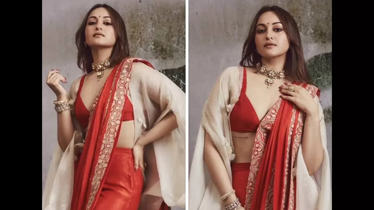Sonakshi Sinha Turned Red Hot In Saree With Organza Cape at Madhu Mantena And Ira Trivedi’s Grand Reception, Pics Inside!