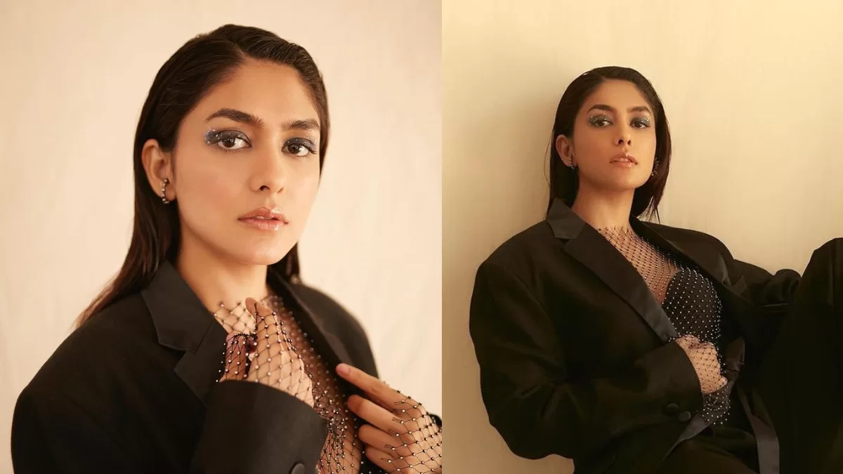 Mrunal Thakur’s Black Pantsuit With An Embellished Mesh Top Exudes Drama And Bling Factor!