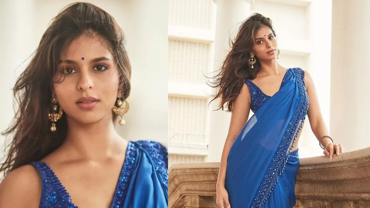 Desi Glam: Suhana Khan Gives Perfect Bridesmaids Style Goals In A Royal Blue Sequin Saree!