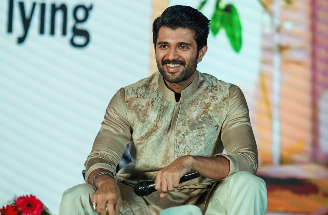 Vijay Deverakonda meets students during the Kushi promotional tour to Coimbatore
