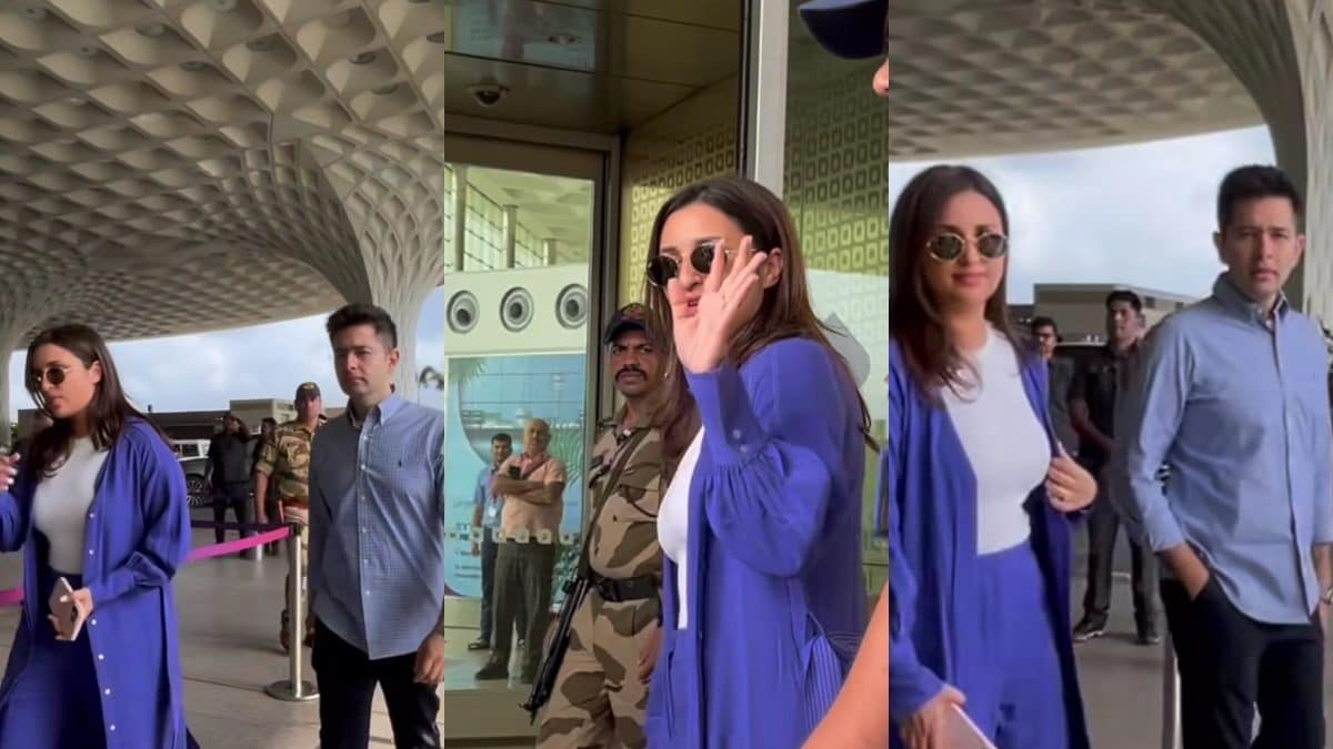 Parineeti Chopra Waves At Paparazzi When Spotted With Fiance Raghav Chadha At The Airport; Watch