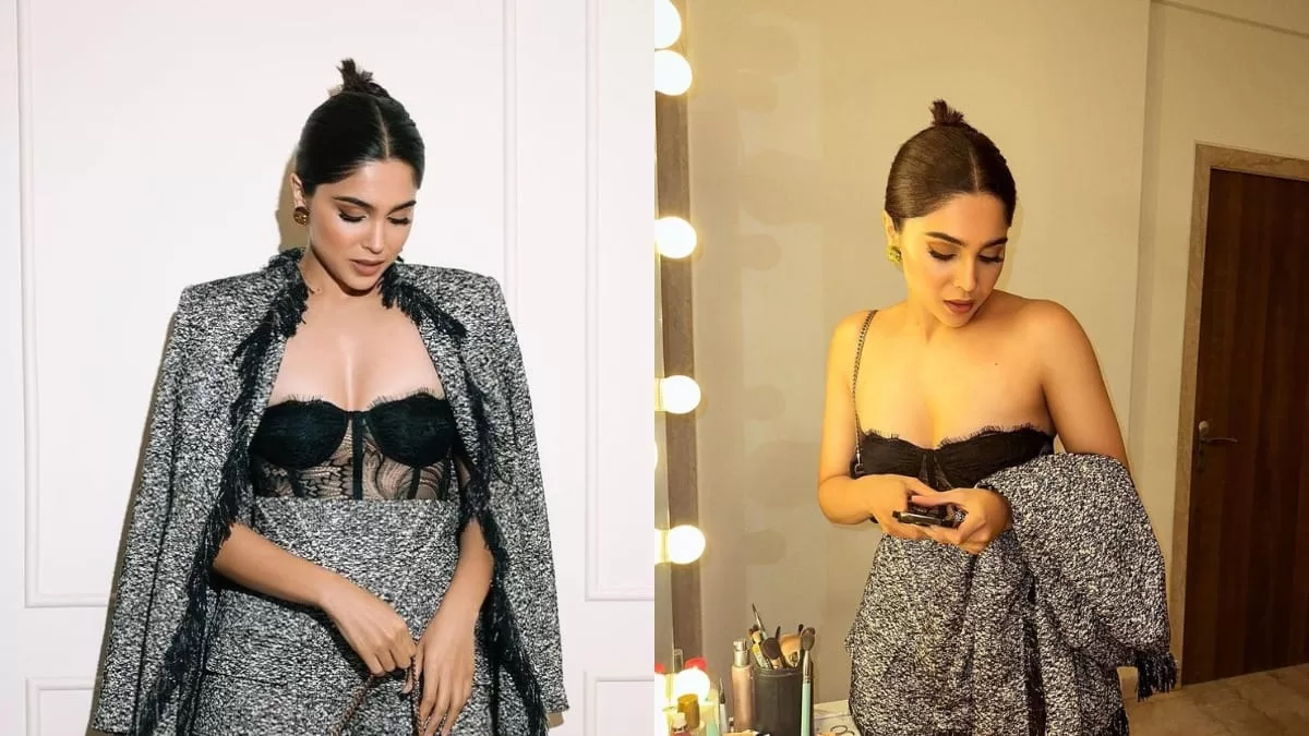 Sharvari Wagh Nails The Vintage Chic Look In A Strapless Lace Corset And An Oversized Blazer!