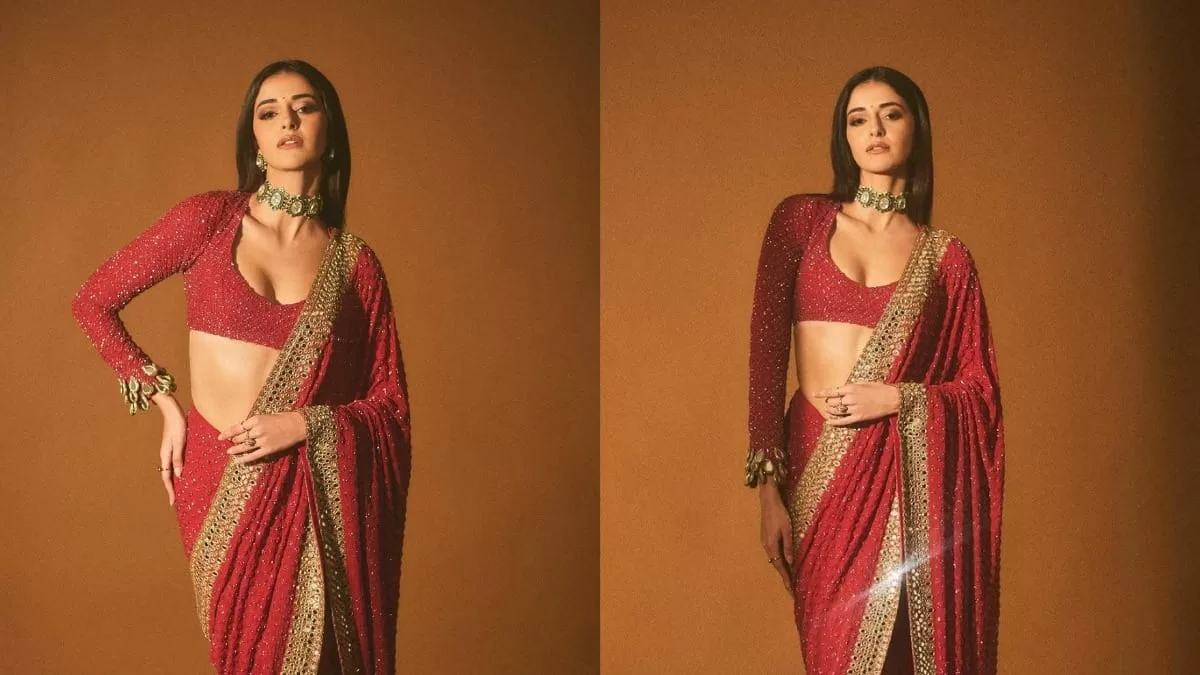 Ananya Panday’s Modern Red Mirror Work Saree And Matching Blouse Is Vibrant Choice For Brides-To-Be!