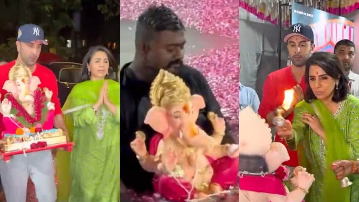 Ranbir Kapoor Carries Bappa In Arms, Performs Aarti With Mom Neetu Kapoor At Visarjan; Watch