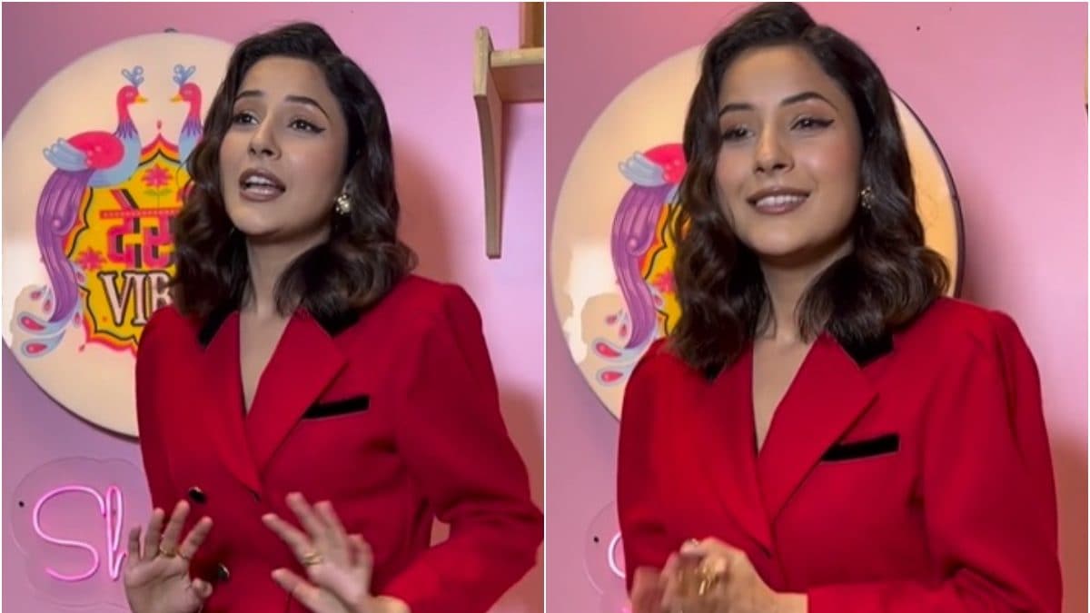 Shehnaaz Gill Exudes Boss Lady Vibes In A Red Blazer, Flashes A Bright Smile On Her Chat Show Sets; Watch