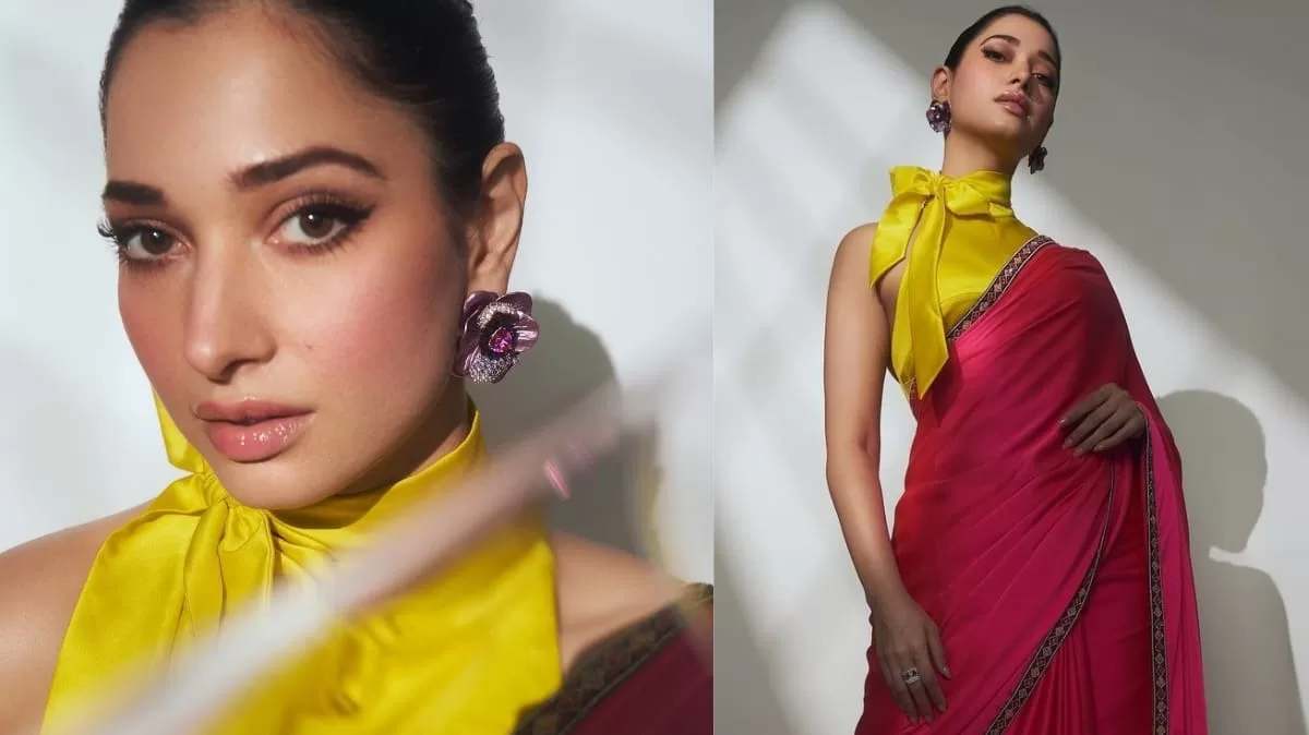 Tamannaah Bhatia’s Sabyasachi Saree With Halterneck Blouse Is A Festive Season Color Pop!