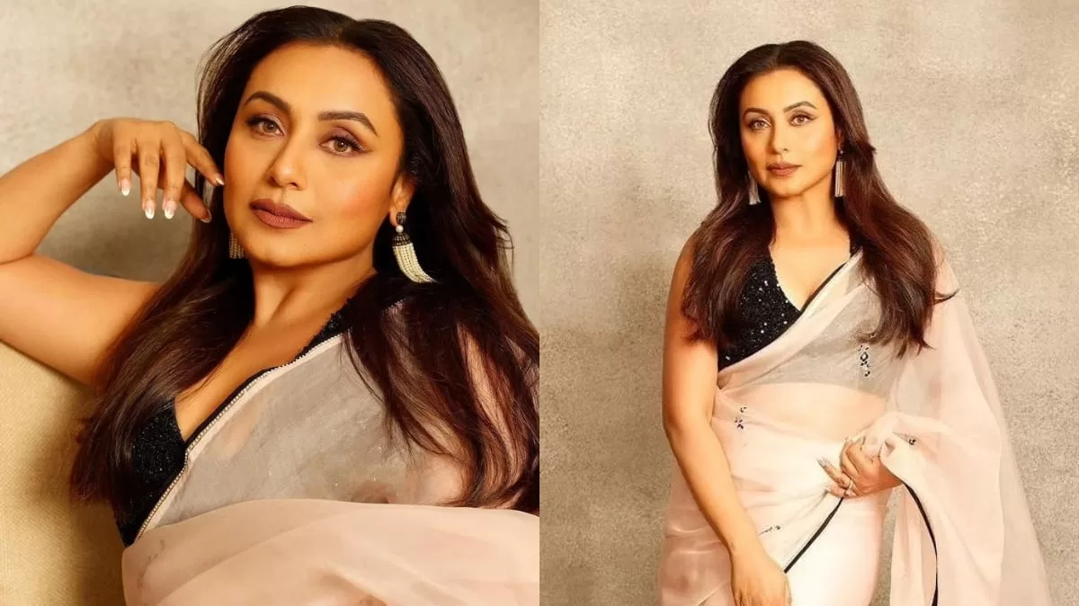 Rani Mukerji Channels Retro Bollywood Charm In A Sheer Monochrome Saree And Sequin Blouse!