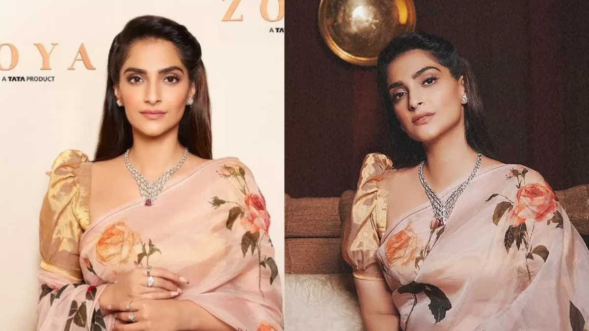 Sonam Kapoor Puts Retro Spin On Florals In Elegant Organza Saree With Puff-Sleeve Blouse!