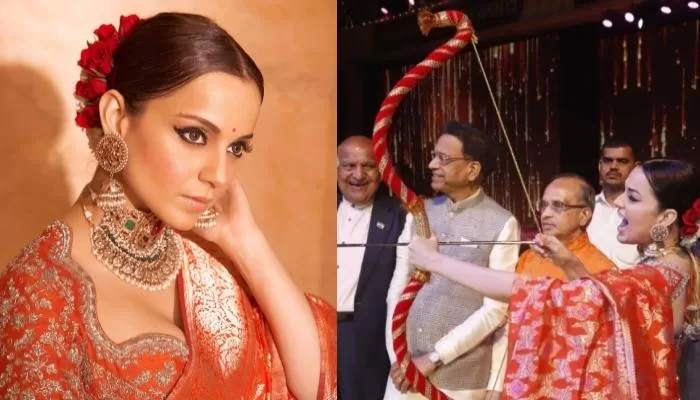 Kangana Ranaut Becomes 1st Woman Who Fires To Ravan’s Effigy At Ramleela, Stuns In Banarasi Saree: See Here!