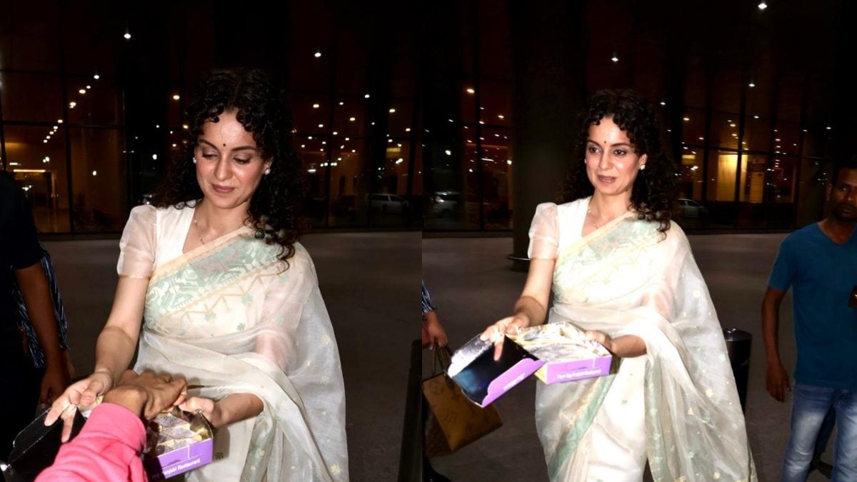 Kangana Ranaut Distributes Sweets At The Airport To Celebrate New-Born Nephew Akshwathama; Watch Video