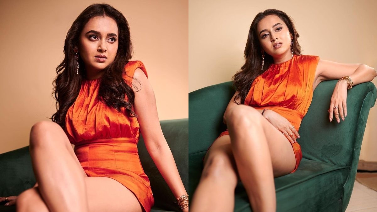 Sexy! Tejasswi Prakash Flaunts Her Toned Legs In Hot Orange Mini Dress | Check Photos