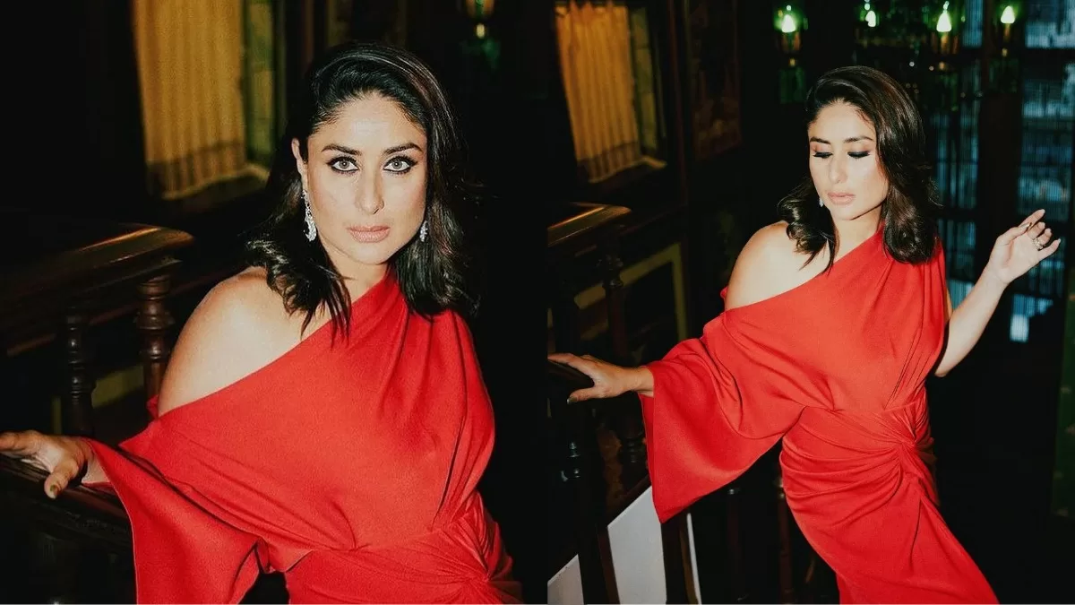 Kareena Kapoor Dazzles In Fiery Red Off-Shoulder Wrap Midi Dress With Hint Of Drama!
