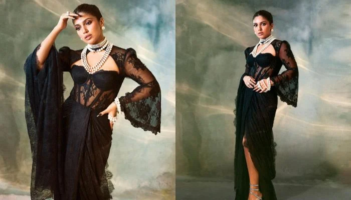 Bhumi Pednekar Dons A Net Saree With Corset Blouse In New Pics, Netizen Says “What Are These Poses” Read Here!