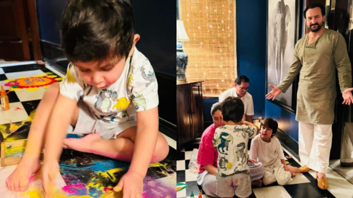 Kareena Kapoor’s Diwali Rangoli Takes Epic Turn Thanks to Taimur, Jeh; Saif Ali Khan Has Best Reaction
