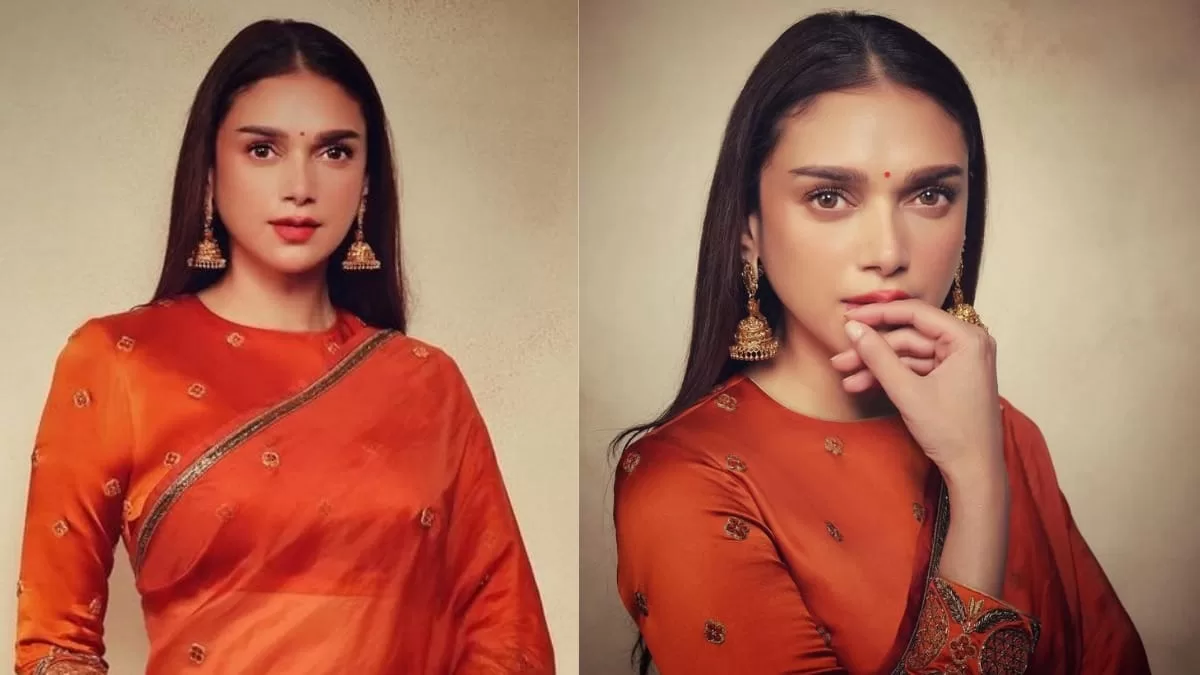 Aditi Rao Hydari Makes An Alluring Case For Simplicity And Elegance In A Orange Organza Saree With Matching Blouse!