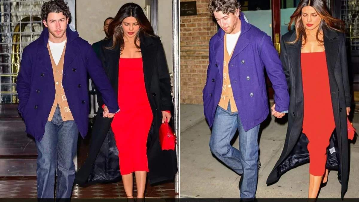 Priyanka Chopra Jonas Stuns in Red Midi Dress Celebrating 5th Anniversary with Nick Jonas