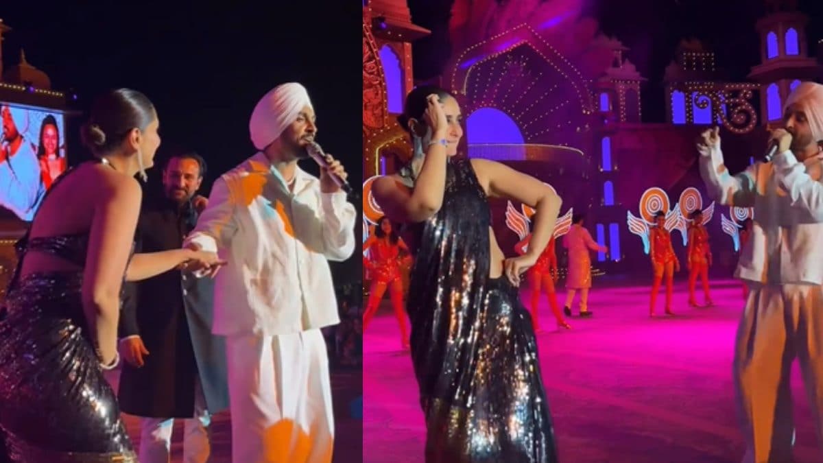 Kareena Kapoor Blushes as Diljit Dosanjh Sings Proper Patola, Calls Her Queen at Jamnagar Bash, Watch