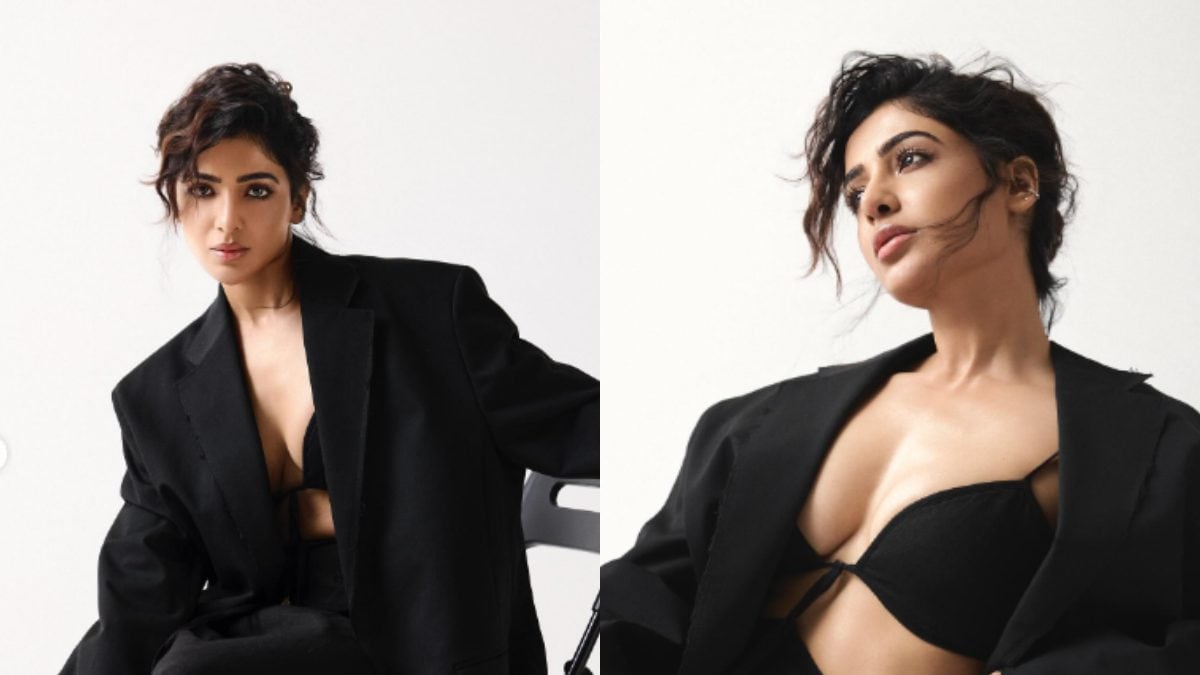 Sexy! Samantha Ruth Prabhu Keeps It Bold In A Black Bralette And Coat, Hot Photos Go Viral