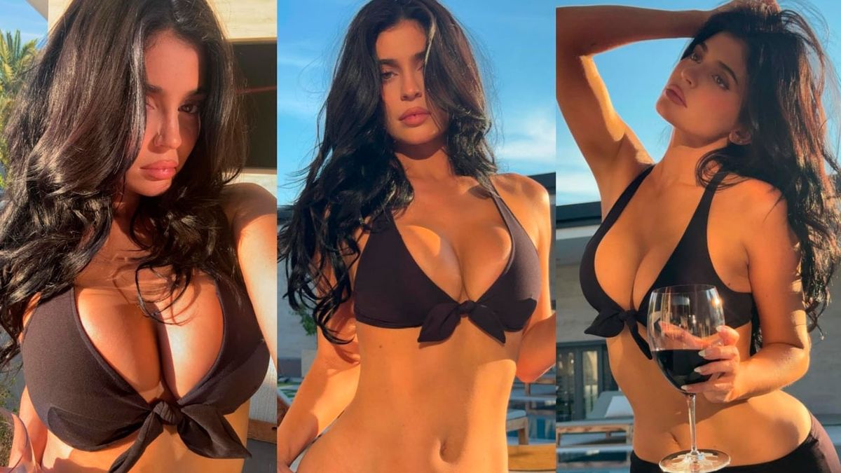 Kylie Jenner turns up the heat in a black bikini under golden daylight –