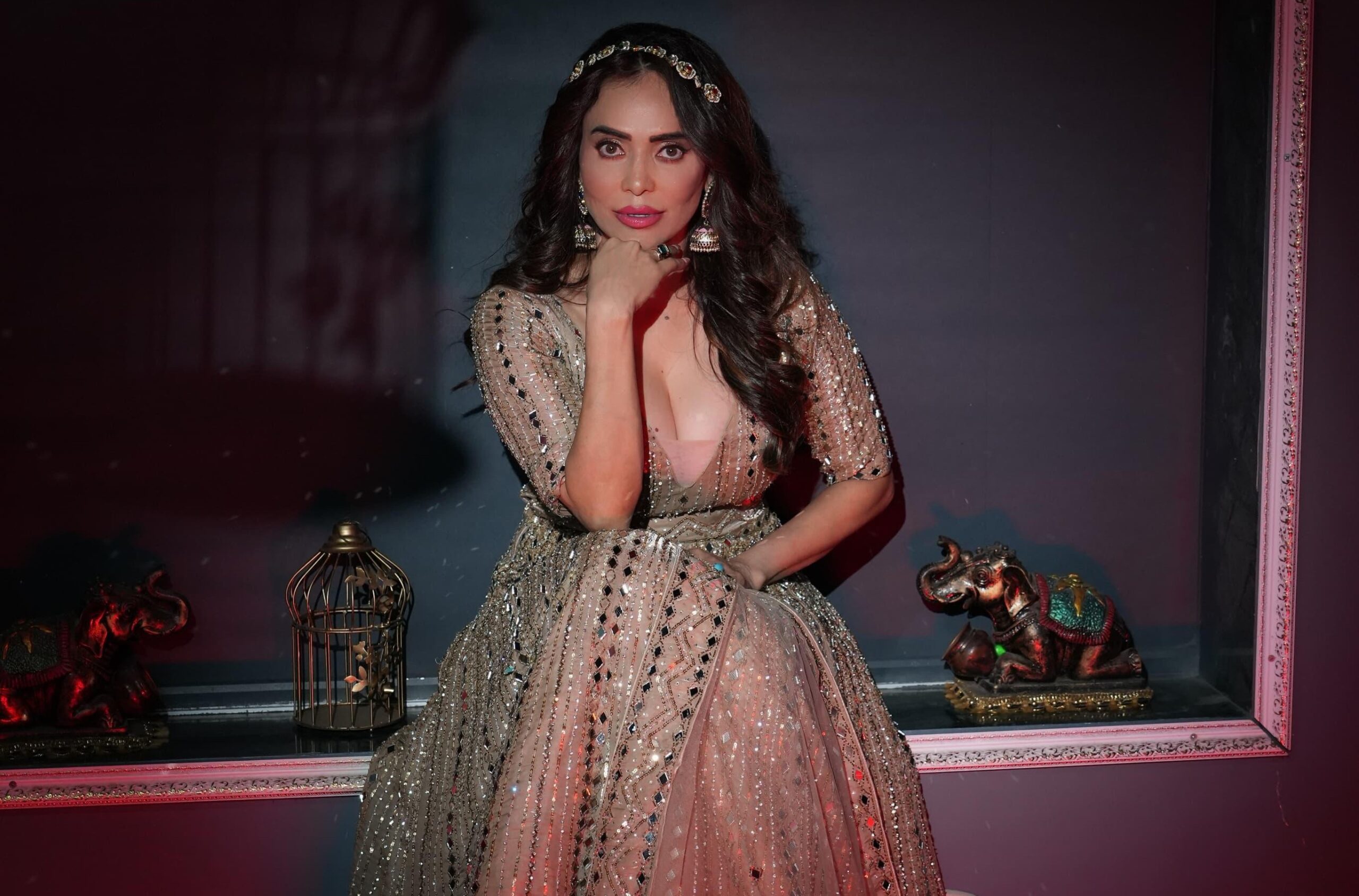 Nikita Rawal stuns in a golden shimmer look