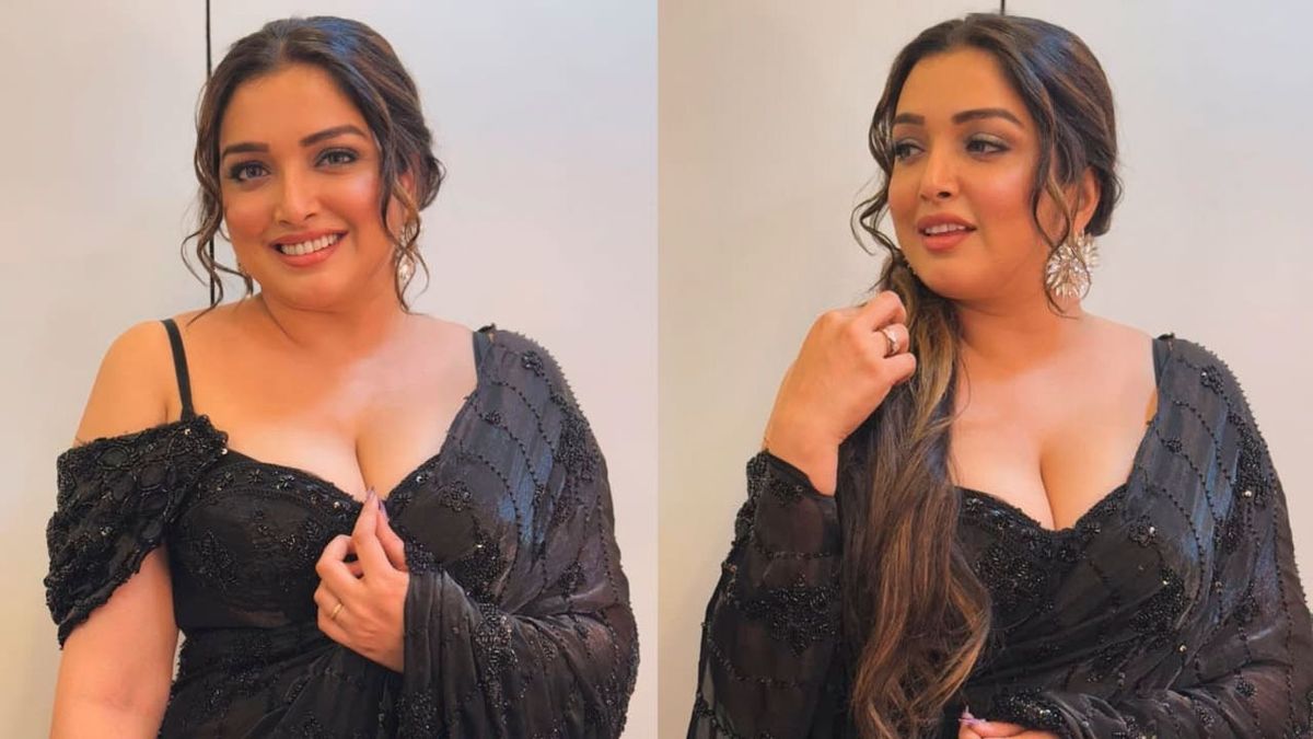 Bhojpuri actress Amrapali Dubey Turns Up the Glam in a Dazzling Black Saree Look –