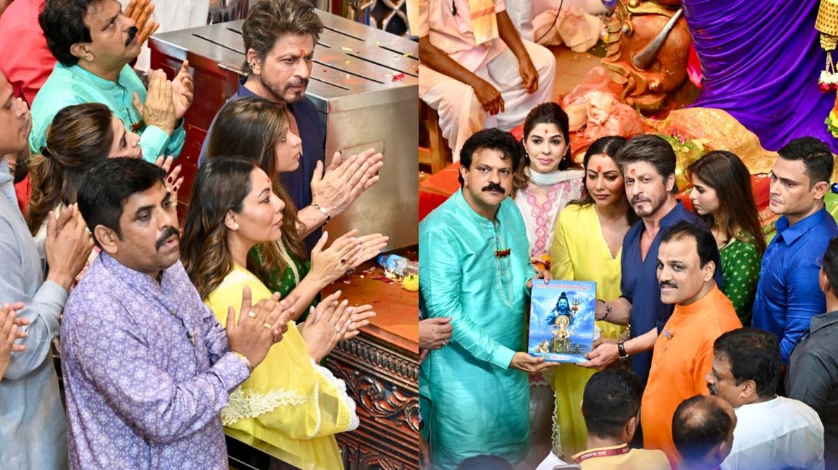 HD Pics: Shah Rukh Khan, Gauri Khan & Suhana Khan attend Lalbaugcha Raja aarti ahead of King's release –