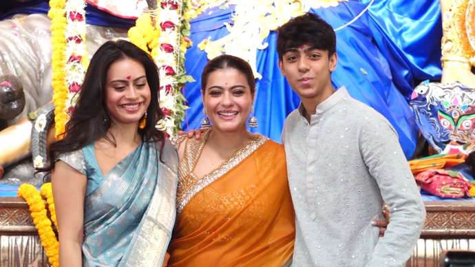 Kajol celebrates 80 years of Mukherjee family’s Durga Puja tradition